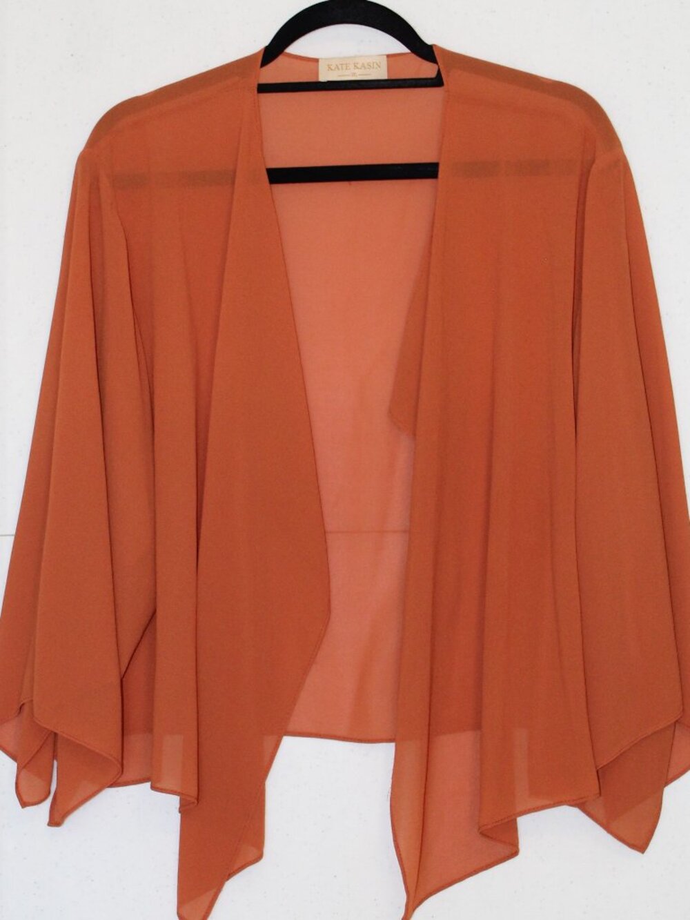 Kate Kasin Womens Size XXL Orange/Rust Shrug Flared 3/4 Sleeves